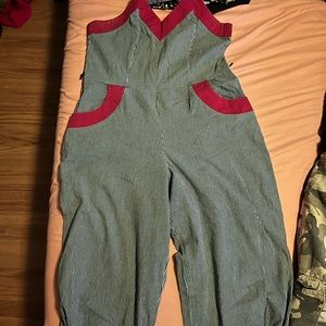 Fables by Barrie pinstripe wide leg overalls XL